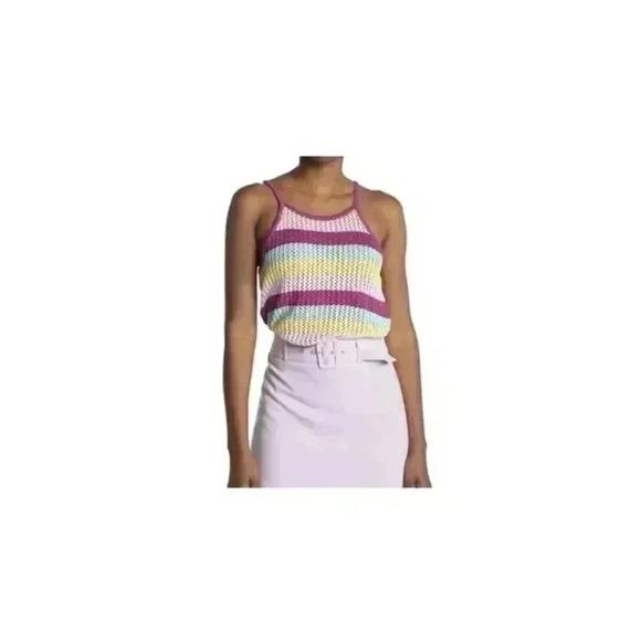 BCBGeneration Halter Sweater Women's Striped Knit Tank Top Small NEW 646 - Picture 1 of 6